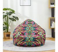 Mateju Pouf Poire Style Bohème, Pouf Coton et Lin Sac Haricots sans Remplissage Soft Canapé Chambre, Lavable Sac de Haricots pour Enfant, Adulte (Bleu Rose Jaune,70x80cm)
