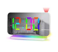 Mateju Radio-Reveil Projecteur pour Chambre Réveil Numérique RGB, Double Alarme, Fonction Snooze, Charge des Ports USB, Minuterie de Sommeil, Fonction de Projection (Blanc)