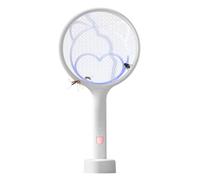 Mateju Raquette Electrique Insectes Rechargeable, Raquette Electrique Guepes Mouche et Moustique avec Câble Chargement USB Contre pour Insectes Volants (GZ-Blanc)