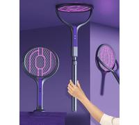 Mateju Raquette Moustique Electrique Rechargeable, Raquette Electrique Insectes Évolutive avec Câble Chargement USB Contre Tapette à Mouche (Gris Violet,1 Stück)