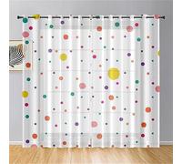 Mateju Rideau Voilage Blanc,Voilage Fenetre 3D Motif Pois,Rideau Salon Moderne Lot de 2 Semi-Transparent Intérieurs Décoration,pour Cuisine Chambre (Varicolore,55 x 95 cm)