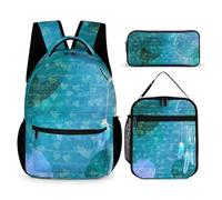 Mateju Sac a Dos, Attrape-Rêves Cartable Fille Primaire Sac a Dos Enfant avec Sac à Lunch et Trousse à Crayons 3 en 1 Sac à Dos, Garçons et Filles Petit Sac a Dos (Bleu)