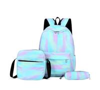 Mateju Sac a Dos, Cartable Fille Primaire Sac a Dos Impression de Mode Enfant avec Sac à Lunch et Trousse à Crayons 3 en 1 Sac à Dos, Garçons et Filles Petit Sac a Dos (Vert Violet)