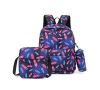 Mateju Sac a Dos, Cartable Fille Primaire Sac a Dos Imprimé Animalier Enfant avec Sac à Lunch et Trousse à Crayons 3 en 1 Sac à Dos, Garçons et Filles Petit Sac a Dos (Plume)