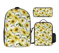 Mateju Sac a Dos, Chrysanthème Impression Cartable Fille Primaire Sac a Dos Enfant avec Sac à Lunch et Trousse à Crayons 3 en 1 Sac à Dos, Garçons et Filles Petit Sac a Dos (F)