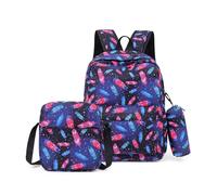 Mateju Sac a Dos, Empreinte d'animal, Cartable Fille Primaire Sac a Dos Enfant avec Sac à Lunch et Trousse à Crayons 3 en 1 Sac à Dos, Garçons et Filles Petit Sac a Dos (Plume)