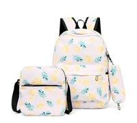 Mateju Sac a Dos, Impression de Fruits à la Mode, Cartable Fille Primaire Sac a Dos Enfant avec Sac à Lunch et Trousse à Crayons 3 en 1 Sac à Dos, Garçons et Filles Petit Sac a Dos (Citron)