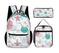 Mateju Sac a Dos, Impression d'Été Cartable Fille Primaire Sac a Dos Enfant avec Sac à Lunch et Trousse à Crayons 3 en 1 Sac à Dos, Garçons et Filles Petit Sac a Dos (Noix de Coco)