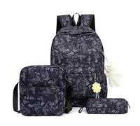 Mateju Sac a Dos, Lettres de Mode Cartable Fille Primaire Sac a Dos Enfant avec Sac à Lunch et Trousse à Crayons 3 en 1 Sac à Dos, Garçons et Filles Petit Sac a Dos (Noir)