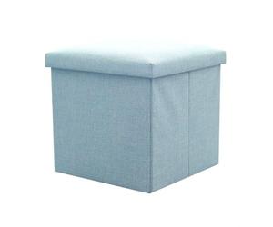 Mateju Tabouret Pouf Pliable en Coffre de Rangement Siège Rembourré en Lin-Choix Multiples-Facile à Transporter Gagner de l'espace + Cadeau (30x30x30cm,Bleu bébé)