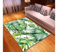 Mateju Tapis Chambre Imprimé Plante 3D, Tapis Antidérapants Flanelle, Tapis de Sol de Salle Bain, Carpettes de Paillasson, pour Salon, Couloir, Cuisine Décoration (Feuille de Tortue,80x120cm)