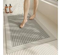 Mateju Tapis de Douche Antidérapant avec Drain, Séchage Rapide, Doux PVC Luffa Tapis de Bain de Sécurité Confort pour Salle de Bain et Zones Humide (Rayures Grises,100x120cm)
