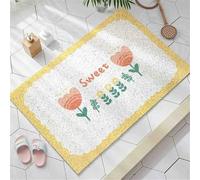 Mateju Tapis de Douche Antidérapant avec Drain, Séchage Rapide, Doux PVC Luffa Tapis de Bain de Sécurité Confort pour Salle de Bain et Zones Humide (Fleurs artistiques D,60x90cm)
