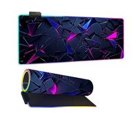 Mateju Tapis de Souris Gaming RGB, Imprimé Fragment Violet 14 Modes LED Lumineuse Tapis de Souris XXL, Accessoire Bureau avec 7 Couleurs avec Base en Caoutchouc Antidérapant (Violet 3,900x400x4mm)