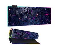 Mateju Tapis de Souris Gaming RGB, Imprimé Fragment Violet 14 Modes LED Lumineuse Tapis de Souris XXL, Accessoire Bureau avec 7 Couleurs avec Base en Caoutchouc Antidérapant (Violet 6,600x300x4mm)