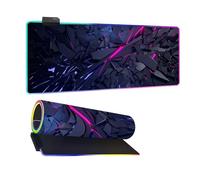 Mateju Tapis de Souris Gaming RGB, Imprimé Fragment Violet 14 Modes LED Lumineuse Tapis de Souris XXL, Accessoire Bureau avec 7 Couleurs avec Base en Caoutchouc Antidérapant (Violet 7,700x300x4mm)