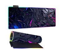 Mateju Tapis de Souris Gaming RGB, Imprimé Fragment Violet 14 Modes LED Lumineuse Tapis de Souris XXL, Accessoire Bureau avec 7 Couleurs avec Base en Caoutchouc Antidérapant (Violet 5,700x300x4mm)