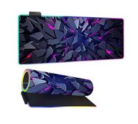 Mateju Tapis de Souris Gaming RGB, Imprimé Fragment Violet 14 Modes LED Lumineuse Tapis de Souris XXL, Accessoire Bureau avec 7 Couleurs avec Base en Caoutchouc Antidérapant (Violet 10,800x400x4mm)