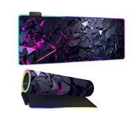 Mateju Tapis de Souris Gaming RGB, Imprimé Fragment Violet 14 Modes LED Lumineuse Tapis de Souris XXL, Accessoire Bureau avec 7 Couleurs avec Base en Caoutchouc Antidérapant (Violet 8,900x400x4mm)