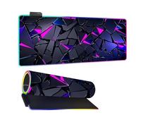 Mateju Tapis de Souris Gaming RGB, Imprimé Fragment Violet 14 Modes LED Lumineuse Tapis de Souris XXL, Accessoire Bureau avec 7 Couleurs avec Base en Caoutchouc Antidérapant (Violet 4,800x300x4mm)
