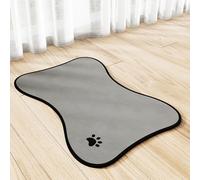 Mateju Tapis Gamelle Chat Chien, Absorbant Lavable Tapis Chat Gamelle, Os Séchage Rapide Tapis Antidérapant de Gamelle pour Chien Chat Tapis de Nourriture pour Animaux (Gris Clair,60x90cm)