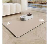 Mateju Tapis Gamelle Chat Chien, Absorbant Lavable Tapis Chat Gamelle, Séchage Rapide Tapis Antidérapant de Gamelle pour Chien Chat Tapis de Nourriture pour Animaux (Kaki,30x40cm)