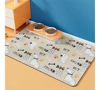 Mateju Tapis Gamelle Chat Chien, Friend Imprimé Tapis Chat Gamelle, Séchage Rapide Lavable Antidérapant de Gamelle pour Nourriture Animaux (Beige,50x80cm)