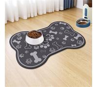 Mateju Tapis Gamelle Chat Chien, Mignon Tapis Chat Gamelle, Séchage Rapide Lavable Antidérapant de Gamelle pour Nourriture Animaux (Gris foncé,60x90cm)