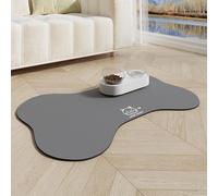 Mateju Tapis Gamelle Chat Chien, Super Absorbant Lavable Tapis Chat Gamelle, Os Séchage Rapide Tapis Antidérapant de Gamelle pour Chien Chat Tapis de Nourriture pour Animaux (Gris,80x120cm)