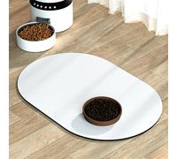 Mateju Tapis Gamelle Chat Chien, Super Absorbant Lavable Tapis Chat Gamelle, Ovale Séchage Rapide Antidérapant de Gamelle de Nourriture (Blanc,40x60cm)