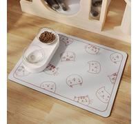 Mateju Tapis Gamelle Chat Chien, Super Absorbant Lavable Tapis Chat Gamelle, Séchage Rapide Antidérapant de Gamelle de Nourriture, Imprimés Mignons (Chaton Gris Clair,40x60cm)
