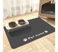 Mateju Tapis Gamelle Chat Chien, Super Absorbant Lavable Tapis Chat Gamelle, Séchage Rapide Antidérapant de Gamelle de Nourriture (Maison De l'Animal,40x60cm)