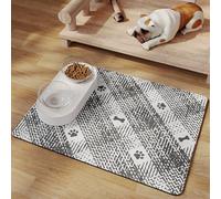 Mateju Tapis Gamelle Chat Chien, Super Absorbant Lavable Tapis Chat Gamelle, Séchage Rapide Tapis Antidérapant de Gamelle pour Chien Chat Tapis de Nourriture pour Animaux (Gris,40x60cm)