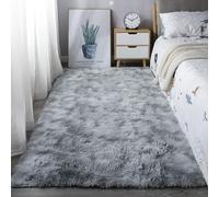 Mateju Tapis Salon, Tapis de Chambre, Tapis Doux en Peluche Moelleux Salon Moderne, Douillet Antidérapant Descente de Lit pour Salon, Chevet, Filles Crèche (80x200cm,Gris fumée)