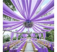 Mateju Tenture Mariage Plafond Voilage Decoration Plafond Mariage Tulle Rideaux de Plafond en Mousseline de Soie 1 Panneau Décoration pour Arche Mariage, Fête, Cérémonie (Violet,73x600cm)