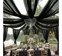 Mateju Tenture Mariage Plafond Voilage Decoration Plafond Mariage Tulle Rideaux de Plafond en Mousseline de Soie 1 Panneau Décoration pour Arche Mariage, Fête, Cérémonie (Noir,73x600cm)