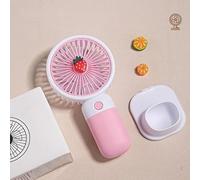 Mateju Ventilateur Portable Mini, Petit Ventilateur avec USB Rechargeable Extérieur Silencieux Portable Fan Vent Puissant pour Intérieur Bureau, Cours, Voyage Camping (Fraise,1pcs)