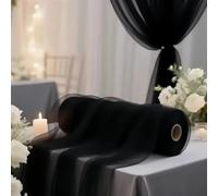 Mateju Voilage Arche Mariage Tenture Tulle Semi-Transparent Drapé Mousseline de Soie, Rideaux de Lit Baldaquin pour Fond de Décor, Décoration Mariage, Cérémonie, Fête (Noir,0.75x40m)