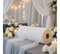 Mateju Voilage Arche Mariage Tenture Tulle Semi-Transparent Drapé Mousseline de Soie, Rideaux de Lit Baldaquin pour Fond de Décor, Décoration Mariage, Cérémonie, Fête (Blanc,0.75x50m)