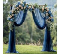Mateju Voilage Mariage Arche Tenture, Rideau en Tulle, Tissu Drapé en Mousseline de Soie, Rideaux de Lit Baldaquin pour Décoration Mariage, Cérémonie, Fête, Toile de Fond (Bleu Marine,160x800cm)