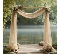 Mateju Voilage Mariage Arche Tenture, Rideau en Tulle, Tissu Drapé en Mousseline de Soie, Rideaux de Lit Baldaquin pour Décoration Mariage, Cérémonie, Fête, Toile de Fond (Kaki,160x800cm)