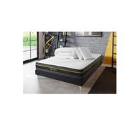 Matelas 140 x 200 cm Active - Mousse à mémoire de forme - Ep : 24 cm - sommier Noir avec 2 oreillers et couette G
