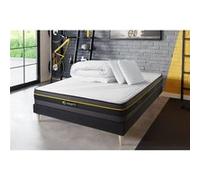 Pack matelas ACTIVE 140x200 + sommier noir + Couette + 2 oreillers