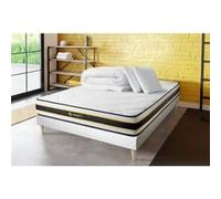 Ensemble matelas et sommier Sleepfit Pack matelas FLEXY 140x200 + sommier blanc + Couette + 2 oreillers