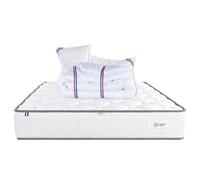 Matelas 140x190 cm, Iris, 20 cm, mémoire de forme, ferme, face été/hiver + 2 oreillers + couette