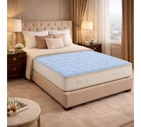 Matelas 140x190 - Hauteur 20 cm Soutien Souple et Durable Haute Densité 35 kg/m³ - 2 Faces de Couchage (Face Bleue Design) - Certifié CertiPUR & Oeko-TEx - Modèle Nuit Calme Bleu