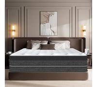 Matelas 140x200 cm, Mousse à Mémoire de Forme, Ép 32cm, Luxe Matelas à Ressorts Hybride, Ergonomie 10 Zones, Fermeté Moyenne H3, Respirante, Antibactérien, Hypoallergénique, Certifié Oeko-Tex