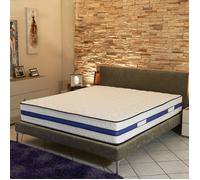 Matelas 140X200 Mousse Poli Lattex Indéformable - Face Hiver avec Laine Merinos - Face été avec Lin - Hauteur 29 cm - Très Ferme + Protège Matelas OFFERT Blue 140 200 King of Dreams G