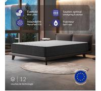 Matelas 150x190 cm - Titanium - Matelas Ressorts Ensachés Mousse mémoire HR Blue Latex Mi-ferme Réversible Très épais 30 cm