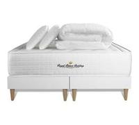 Pack matelas a memoire de forme maxi epaisseur Buckingham 160x200cm + double sommier 80x200 cm + 2 oreillers + 1 couette